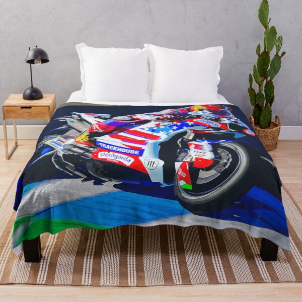 Item preview, Raúl Fernández on his 2024 MotoGP motorcycle coming out of a corner watercolor designed and sold by Rodissimus1984.