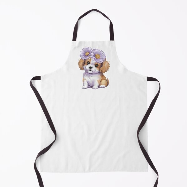 Item preview, Cavachon Puppy with Purple Asters designed and sold by Delusion Tees.