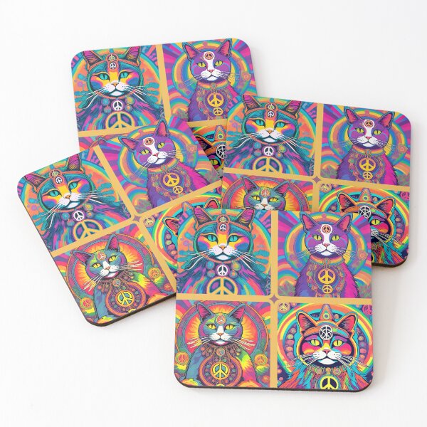 Item preview, Hippie Cats. Peace. Love. designed and sold by CreativeBizarre.