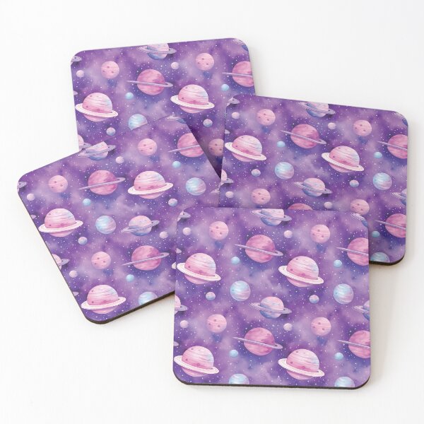 Item preview, Vibrant Watercolor Dancing Planets Purple Nebula  designed and sold by solarluminosity.