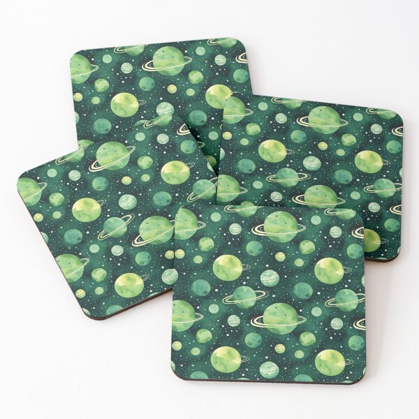 Item preview, Vibrant Watercolor Dancing Planets Green  designed and sold by solarluminosity.