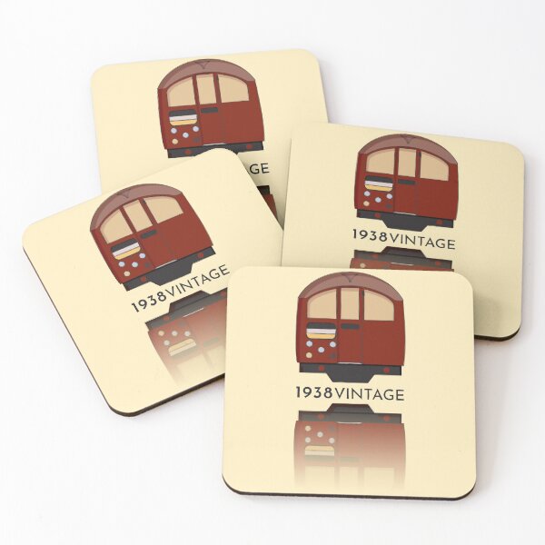 Item preview,  Old Vintage London Tube Train Stock Underground Train Silver Red Vintage Minimal designed and sold by KarenBakerArt.