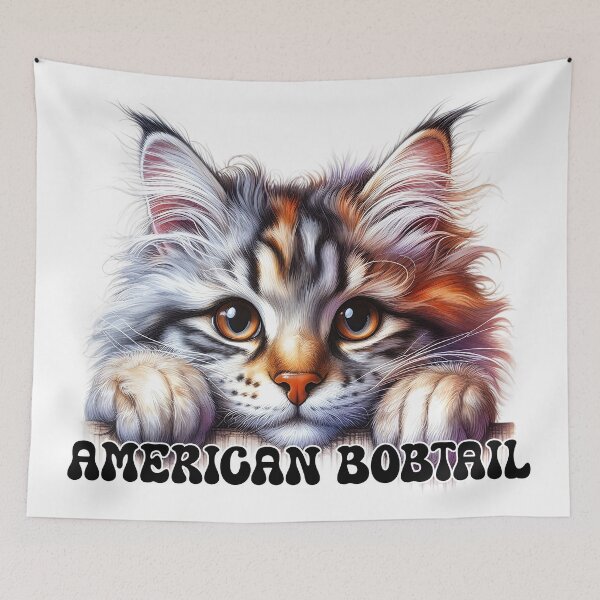 Item preview, American Bobtail Peeking Cat,  designed and sold by quiltsncatitude.
