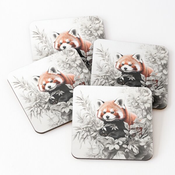 Item preview, Black and white Red Panda pencil drawing designed and sold by Pencil-Art.