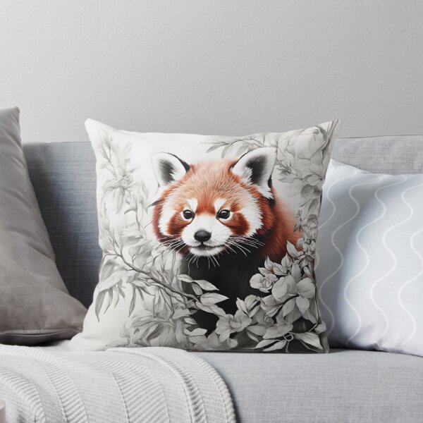 Artikel-Vorschau von Schwarz-weiße Bleistiftzeichnung eines Roten Pandas, designt und verkauft von Pencil-Art.