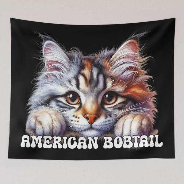 Item preview, American Bobtail Peeking Cat,  designed and sold by quiltsncatitude.