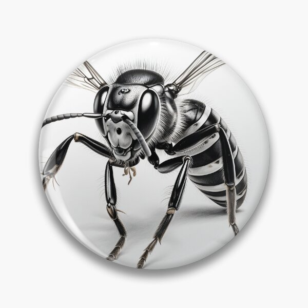 Item preview, Black and white wasp pencil drawing designed and sold by Pencil-Art.
