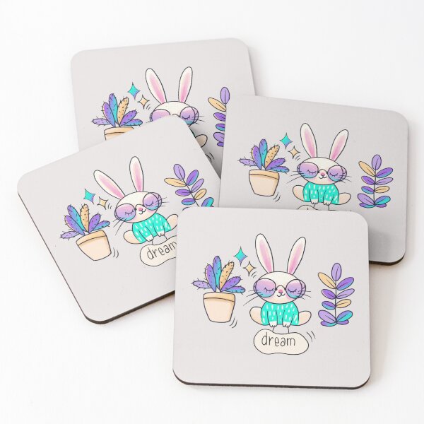 Item preview, Dream rabbit cute sticker design, decorative illustration designed and sold by NatalkaP.