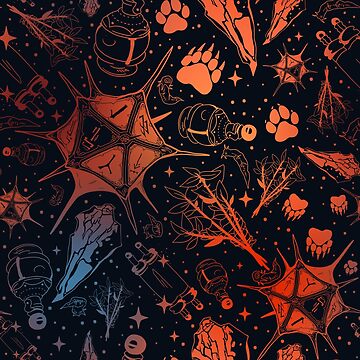 Artwork thumbnail, BG3 Pattern [red & blue ver.] Astarion Shadowheart Druid Potion Netherstone Worm Parasite Scroll DnD Gaming by SugaredTea
