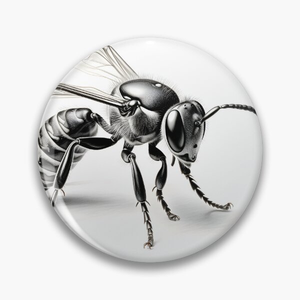 Item preview, Black and white wasp pencil drawing designed and sold by Pencil-Art.