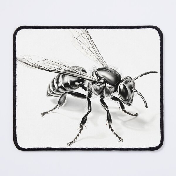 Item preview, Black and white wasp pencil drawing designed and sold by Pencil-Art.