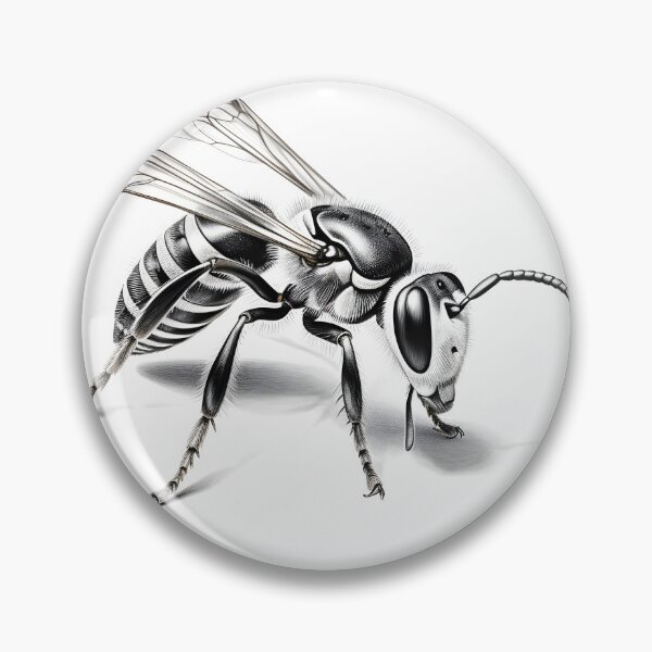 Item preview, Black and white wasp pencil drawing designed and sold by Pencil-Art.