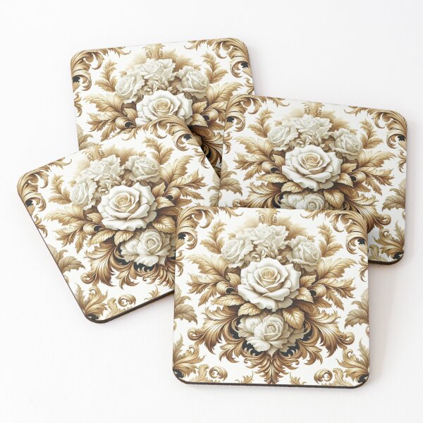Artikelvorschau, Gold & Creme Damast mit Rosen entworfen und verkauft von DesignsByPrnces.