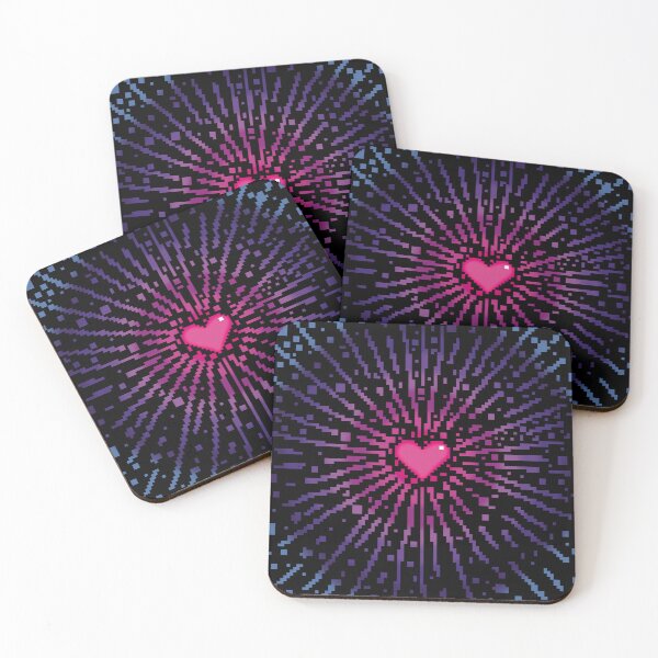 Item preview, Blue and pink Valentines Pixelated heart explosion designed and sold by ByteMode.
