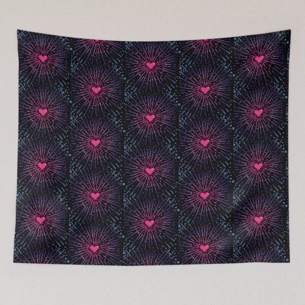 Item preview, Blue and pink Valentines Pixelated heart explosion designed and sold by ByteMode.