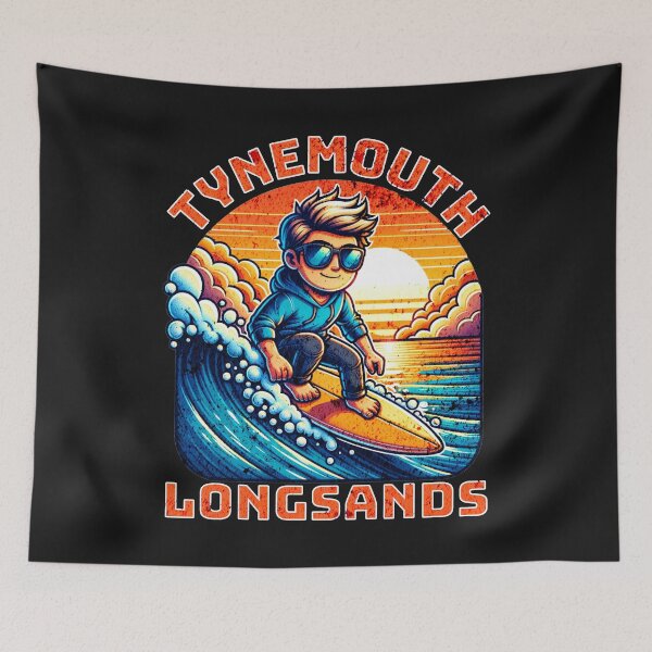 Item preview, Tynemouth Longsands Cartoon Surfer (grunge) designed and sold by MerchByCraig.