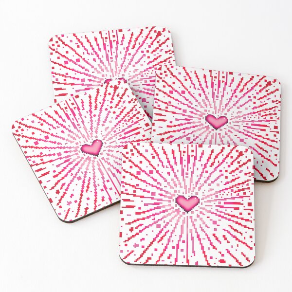 Item preview, Valentines Pixelated pink heart explosion from ByteMode designed and sold by ByteMode.