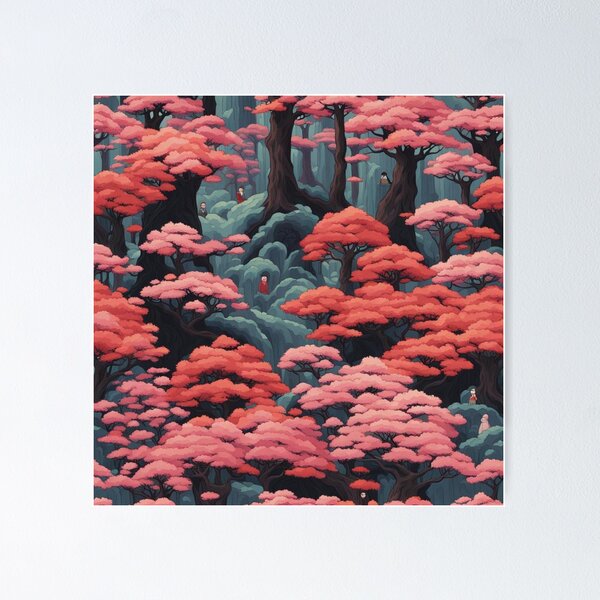 Item preview, Seamless pattern of sakura woods, by Hayao Miyazaki designed and sold by Cutiespattern.