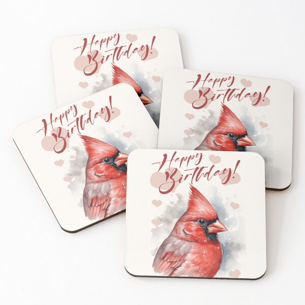 Item preview, Happy Birthday Greeting Cards - Watercolor Red Bird Northern cardinal designed and sold by InkyGenies.