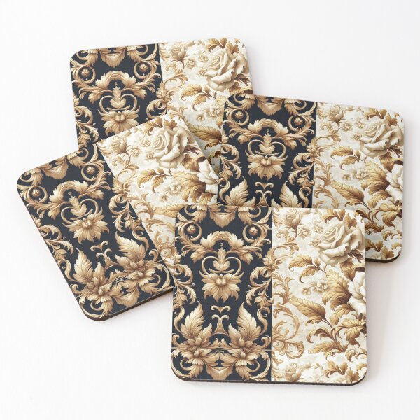 Item preview, Black, Gold & Cream Damask With Roses designed and sold by DesignsByPrnces.