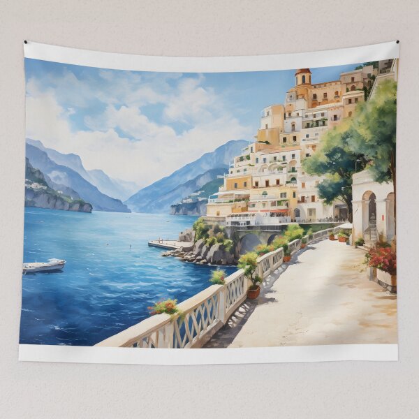 Item preview, Amalfi watercolor painting, Naples coast, Italy souvenir, Italian travel, Italian summer beach designed and sold by SpettacolArte.