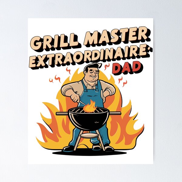Item preview, Vintage BBQ Poster: Grill Master Extraordinaire - Retro Typography Illustration designed and sold by HahaHandlesHub.