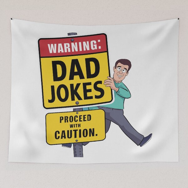 Item preview, Dad Jokes Warning Sign: Playful Father's Day Typography Illustration designed and sold by HahaHandlesHub.