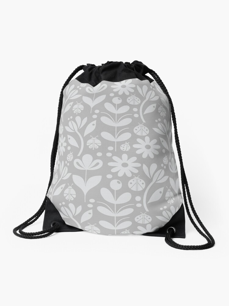 Thumbnail 1 of 3, Drawstring Bag, LADYBUG PATTERN GREY designed and sold by Art-type.