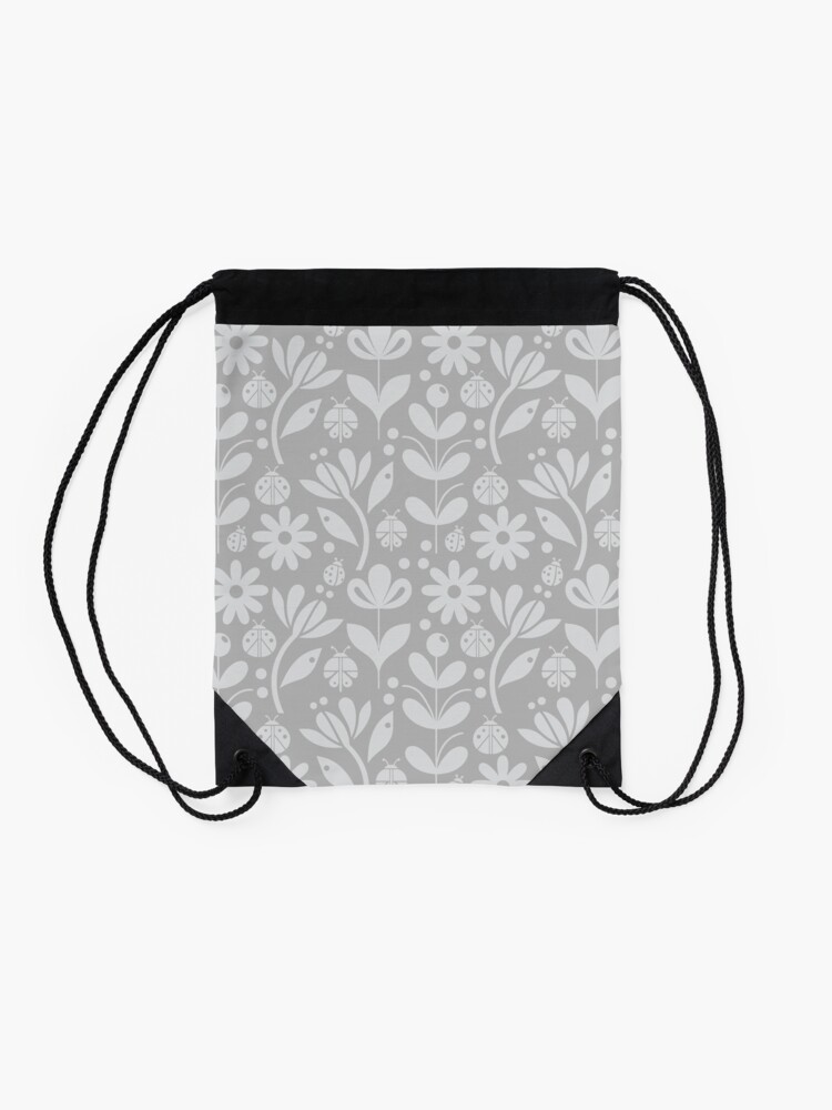 Thumbnail 2 of 3, Drawstring Bag, LADYBUG PATTERN GREY designed and sold by Art-type.