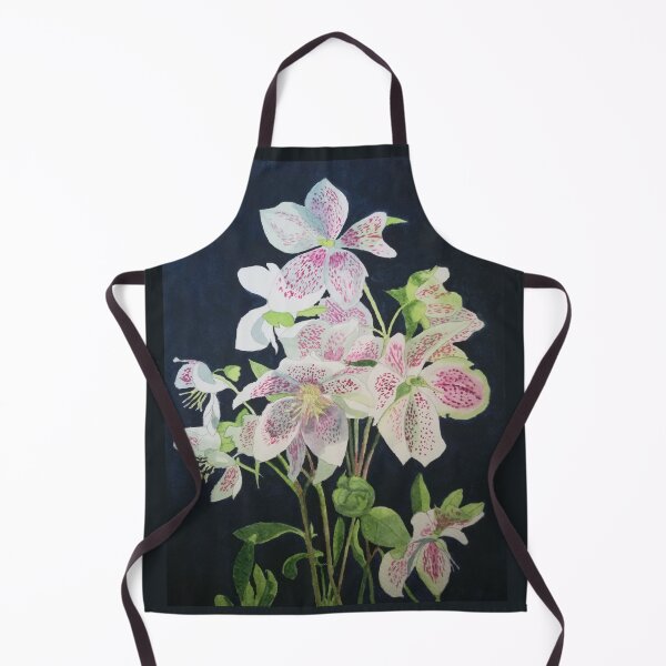 Item preview, White hellebores watercolour painting with a dark background. designed and sold by esvb.