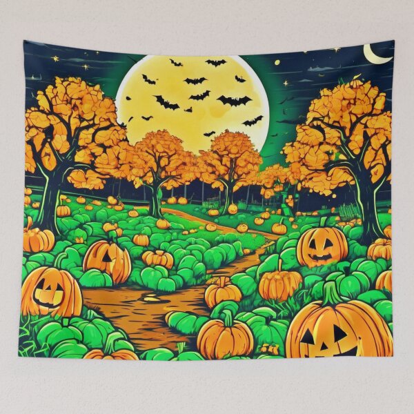 Item preview, Spooky Pumpkin Patch: Cartoon Night designed and sold by Health And Fitness Posts e-Store.