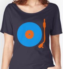 Blue Orange Vinyl Record Turntable Women's Relaxed Fit T-Shirt