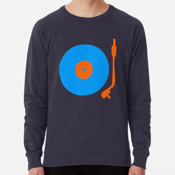 Blue Orange Vinyl Record Turntable Lightweight Sweatshirt