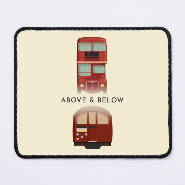Item preview,  Above and Below, Old Vintage London Tube Train Underground Train Red Routemaster Bus Minimal designed and sold by KarenBakerArt.