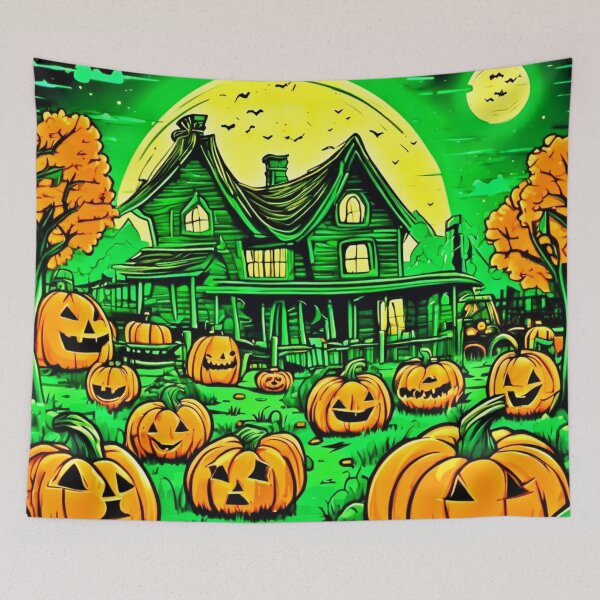 Item preview, Eerie Nightfall: Halloween Cartoon Pumpkin Patch designed and sold by Health And Fitness Posts e-Store.