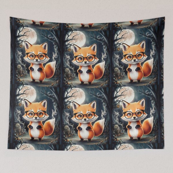 Artikelvorschau, Fuchs-Porträt. Fuchs mit Brille, Fuchsfigur, Fantasy-Fuchs entworfen und verkauft von FoxVibes.