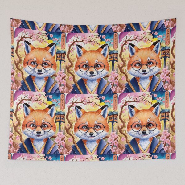 Artikelvorschau, Fuchs-Porträt. Fuchs mit Brille, Fuchsfigur, Fantasy-Fuchs entworfen und verkauft von FoxVibes.