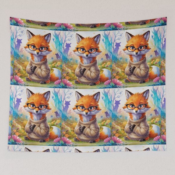 Artikelvorschau, Fuchs-Porträt. Fuchs mit Brille, Fuchsfigur, Fantasy-Fuchs entworfen und verkauft von FoxVibes.