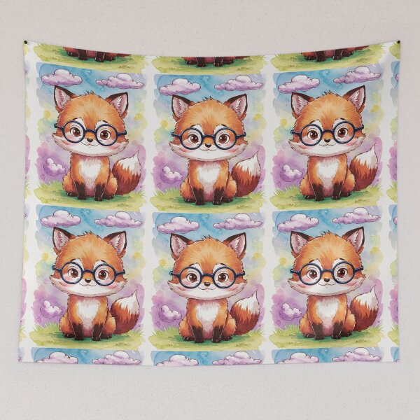 Artikelvorschau, Fuchs-Porträt. Fuchs mit Brille, Fuchsfigur, Fantasy-Fuchs entworfen und verkauft von FoxVibes.