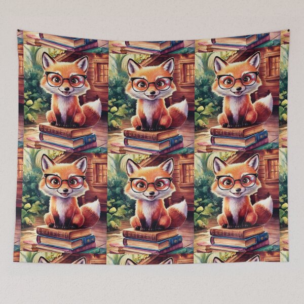 Artikelvorschau, Fuchs-Porträt. Fuchs mit Brille, Fuchsfigur, Fantasy-Fuchs entworfen und verkauft von FoxVibes.