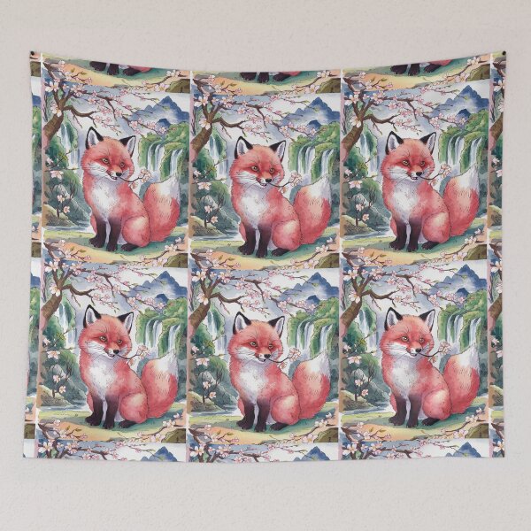 Artikelvorschau, Fuchs-Porträt. Kirschblüte, Fantasiefuchs entworfen und verkauft von FoxVibes.