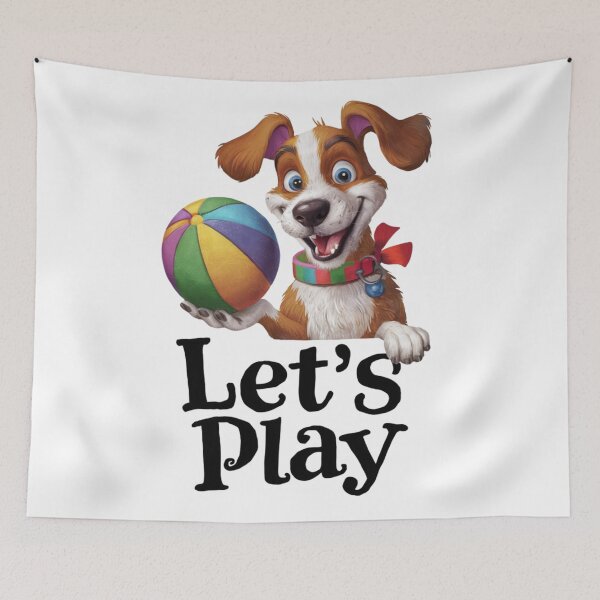 Item preview, Let's Play, Dog Holding a Ball Art designed and sold by Faithloveshop.