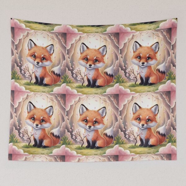 Item preview, Fox Portrait. cherry blossom, fantasy fox designed and sold by FoxVibes.