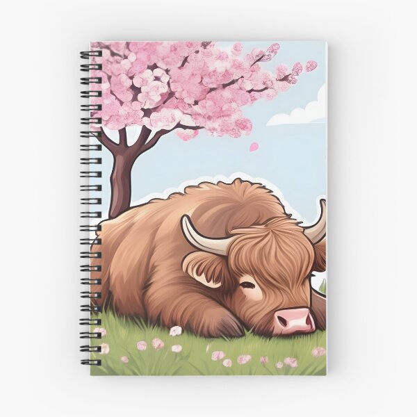 Item preview, Highland cow and cherry blossoms flowers designed and sold by Nolan6.