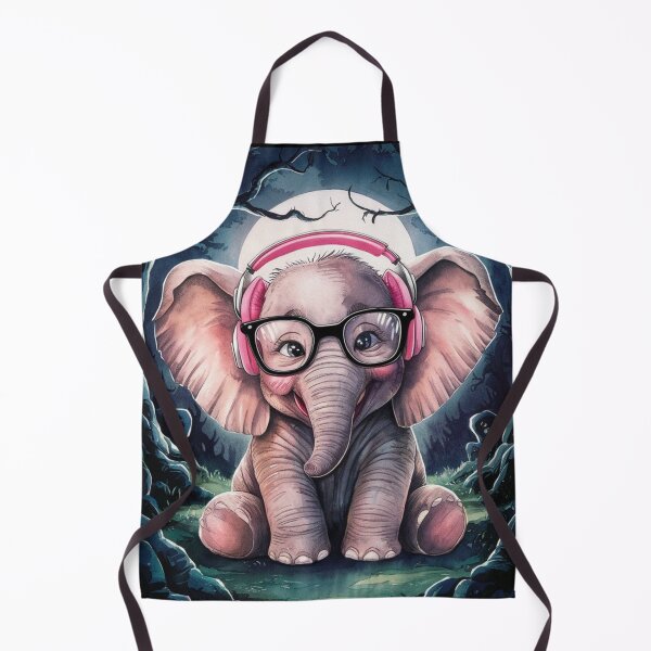Item preview, Elephant Portrait. cute elephant, elephant baby, small elephant, elephant wearing glasses, wearing headphones designed and sold by ElephantVibes.