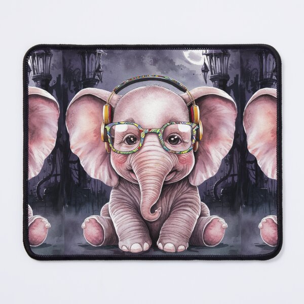 Item preview, Elephant Portrait. cute elephant, elephant baby, small elephant, elephant wearing glasses, wearing headphones designed and sold by ElephantVibes.