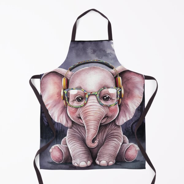 Item preview, Elephant Portrait. cute elephant, elephant baby, small elephant, elephant wearing glasses, wearing headphones designed and sold by ElephantVibes.