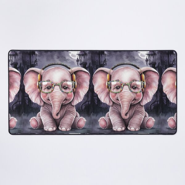 Item preview, Elephant Portrait. cute elephant, elephant baby, small elephant, elephant wearing glasses, wearing headphones designed and sold by ElephantVibes.