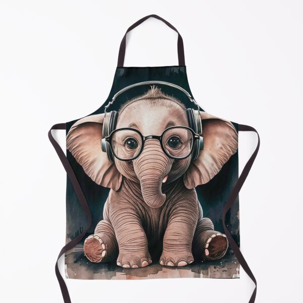 Item preview, Elephant Portrait. cute elephant, elephant baby, small elephant, elephant wearing glasses, wearing headphones designed and sold by ElephantVibes.