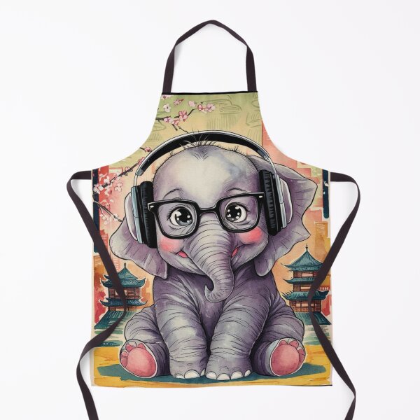 Item preview, Elephant Portrait. cute elephant, elephant baby, small elephant, elephant wearing glasses, wearing headphones designed and sold by ElephantVibes.